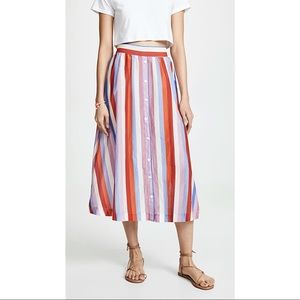 Xirena Striped Colorful Sheer Skirt Sz M